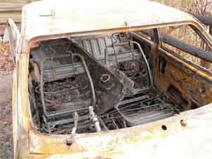 Eileen's burnt out car